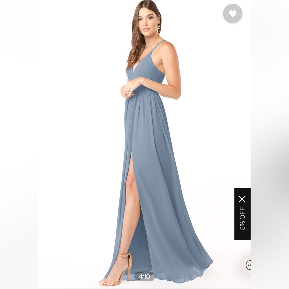 Azazie Aaida Dusty Blue Bridesmaid Dress - Picture 6 of 17